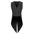 DEVIL FASHION Herren Weste Gothic Streifen Schwarz mit abnehmbarem Schwalbenschwanz