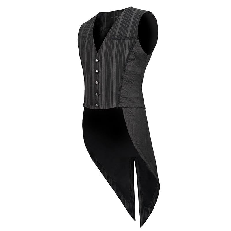 DEVIL FASHION Herren Weste Gothic Streifen Schwarz mit abnehmbarem Schwalbenschwanz