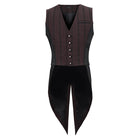 DEVIL FASHION Men's Gothic Stripes Waistcoat Red with Detachable Swallow Tail