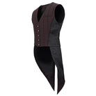 DEVIL FASHION Men's Gothic Stripes Waistcoat Red with Detachable Swallow Tail