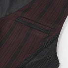 DEVIL FASHION Men's Gothic Stripes Waistcoat Red with Detachable Swallow Tail