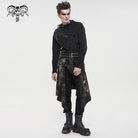 DEVIL FASHION Men's Gothic Tie-dyed Faux Leather Splice Kilt with Belts