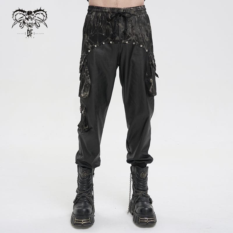 DEVIL FASHION Men's Gothic Tie-dyed Splice Jogger Pants