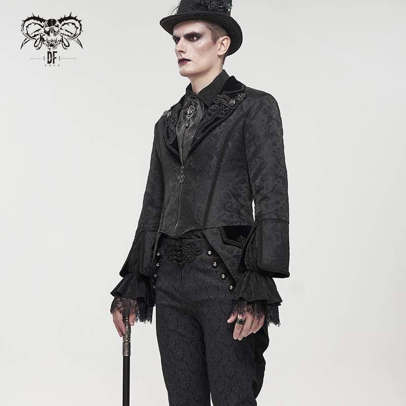 DEVIL FASHION Men's Gothic Toned Horn Sleeved Swallow-tailed Coat