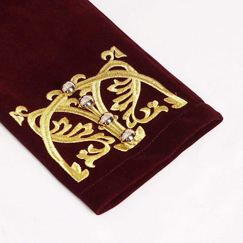 DEVIL FASHION Herren Gothic Totem bestickter Schwalbenschwanzmantel Rot