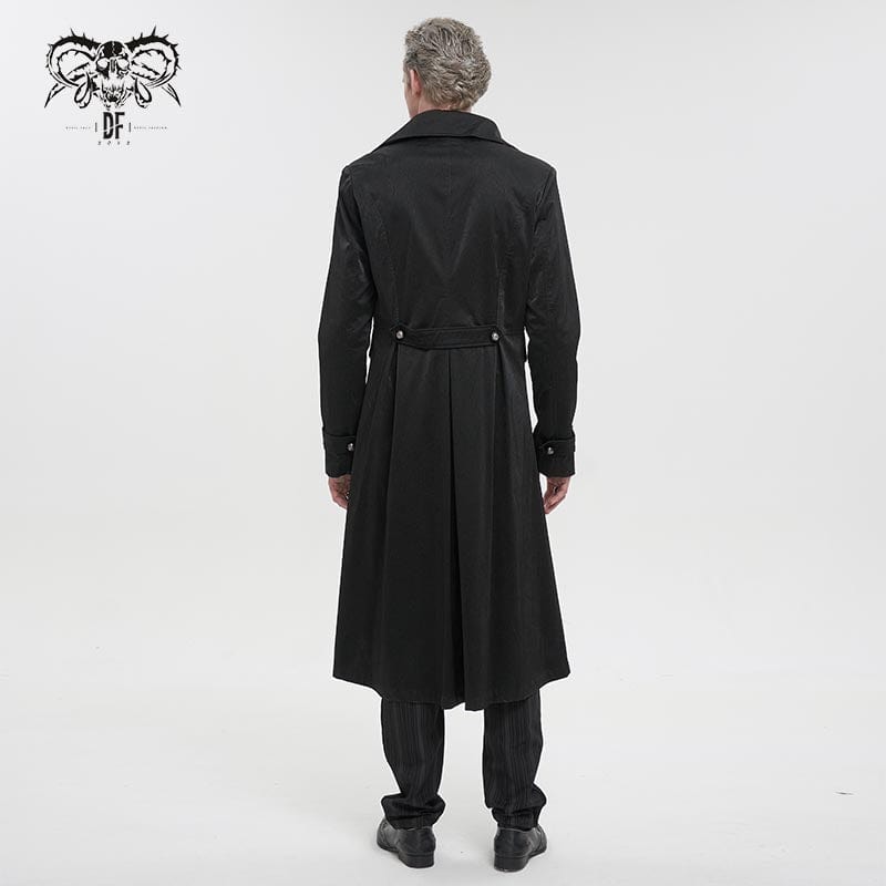 DEVIL FASHION Men's Gothic Turn-down Collar Cross Zipper Coat