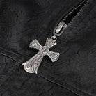 DEVIL FASHION Men's Gothic Turn-down Collar Cross Zipper Coat