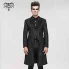 DEVIL FASHION Men's Gothic Turn-down Collar Strappy Long Coat