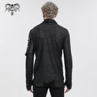 DEVIL FASHION Herren Gothic Rollkragen Mesh Splice Unregelmäßiges Hemd