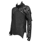 DEVIL FASHION Herren Gothic Rollkragen Mesh Splice Unregelmäßiges Hemd