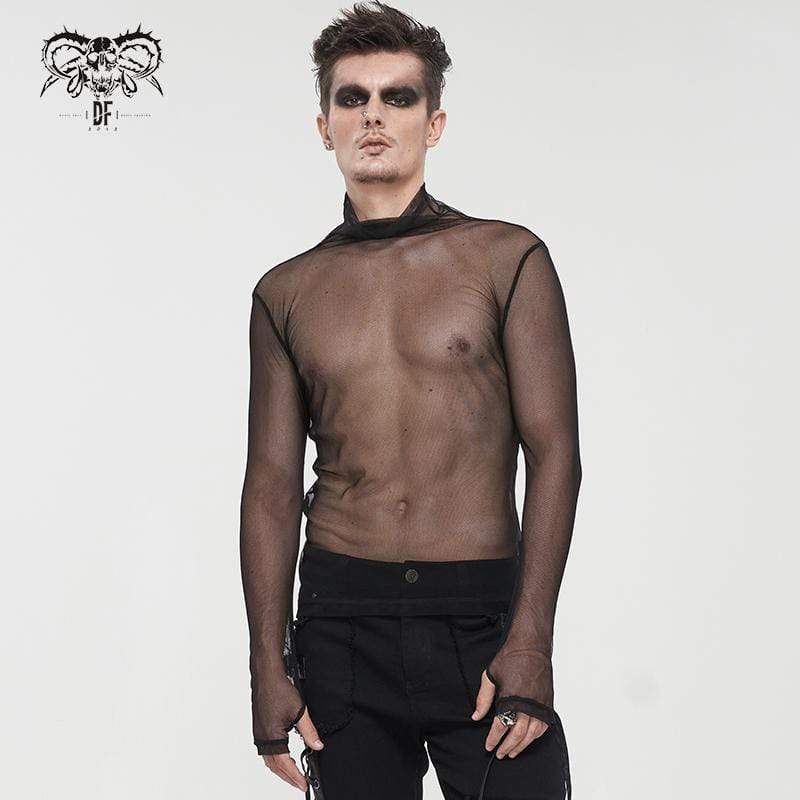 Men's Gothic Turtleneck Sheer Mesh Shirt – Punk Design
