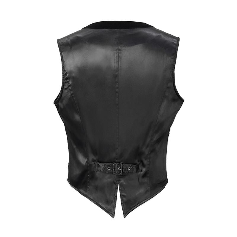 Men's Gothic V-neck Back Faux Leather Vests