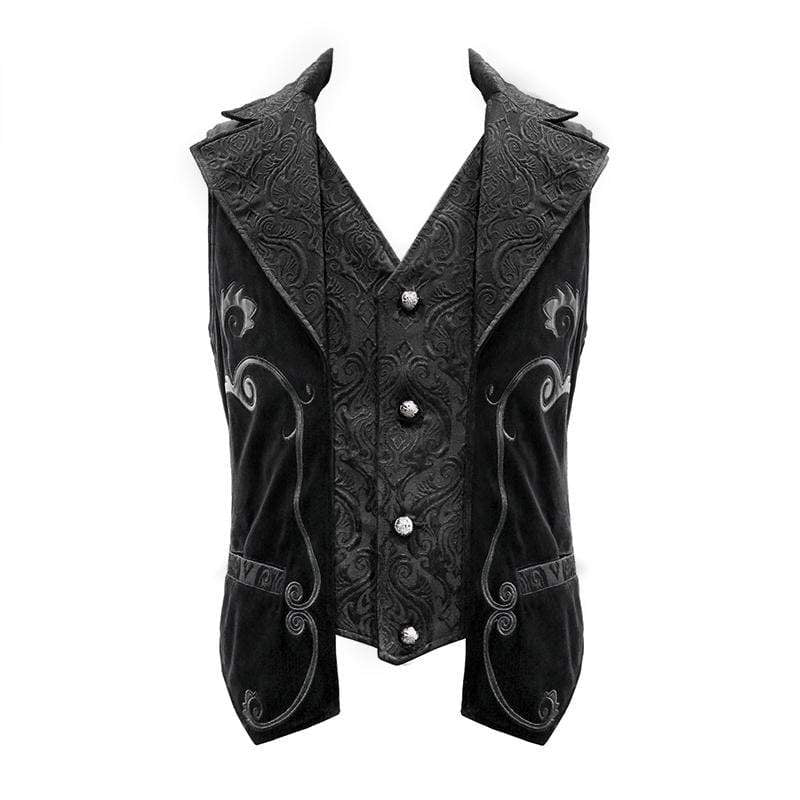 Men's Gothic V-neck Single-breasted Jacquard Tailed Vests
