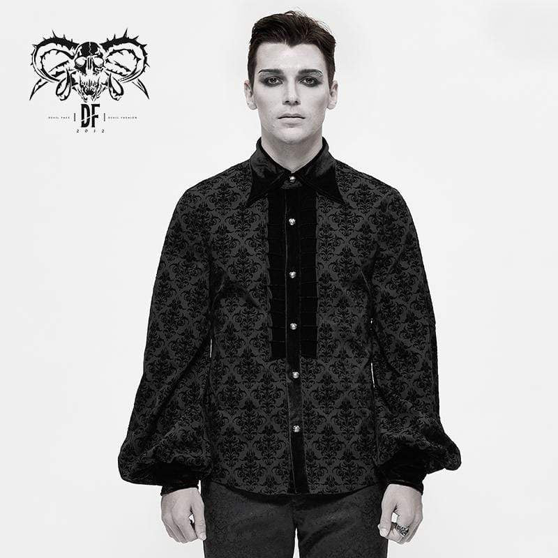 Men's Gothic Velet Ruffles Jacquard Shirts
