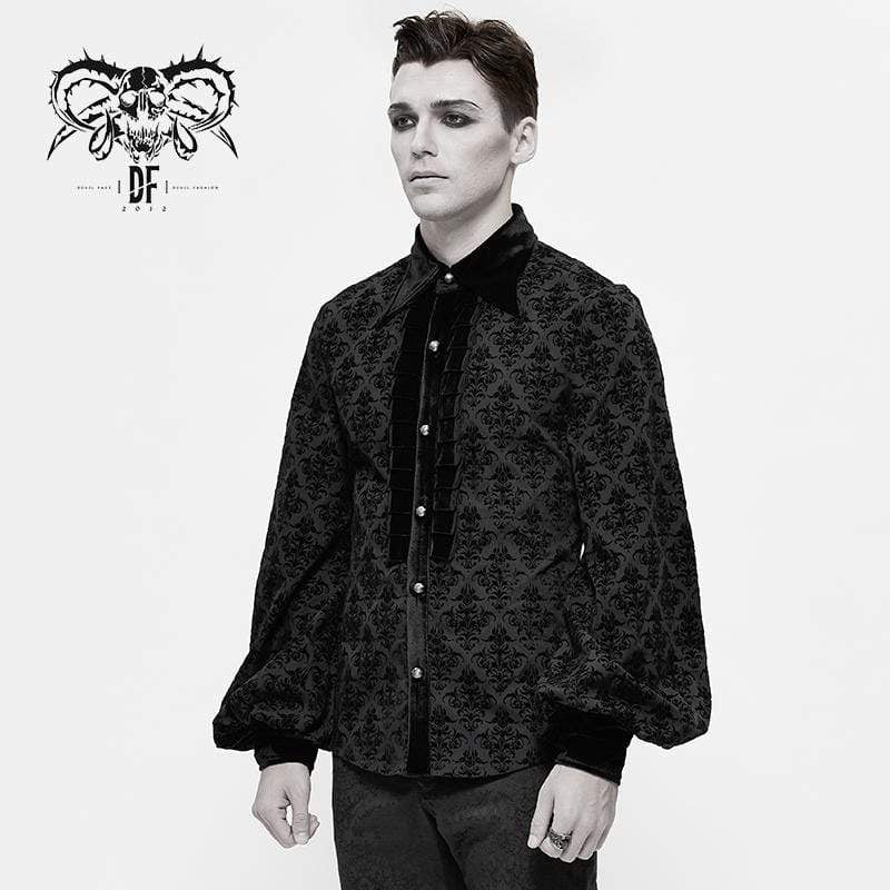 Men's Gothic Velet Ruffles Jacquard Shirts