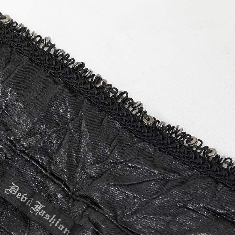 Men's Gothic Vintage Drape Faux Leather Black Shirt