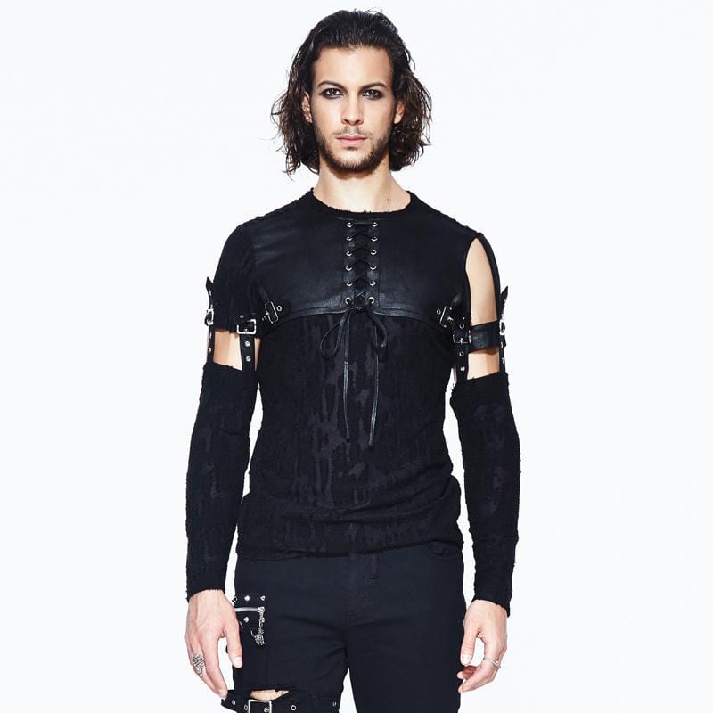 Camisa gótica con canesú de cuero para hombre DEVIL FASHION