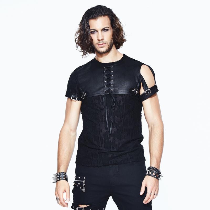 Camisa gótica con canesú de cuero para hombre DEVIL FASHION