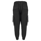 DEVIL FASHION Men's Punk Big-pocket Eyelets Jogger Pants with Strap Belt