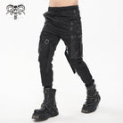 DEVIL FASHION Men's Punk Big-pocket Strap Belt Jogger Pants