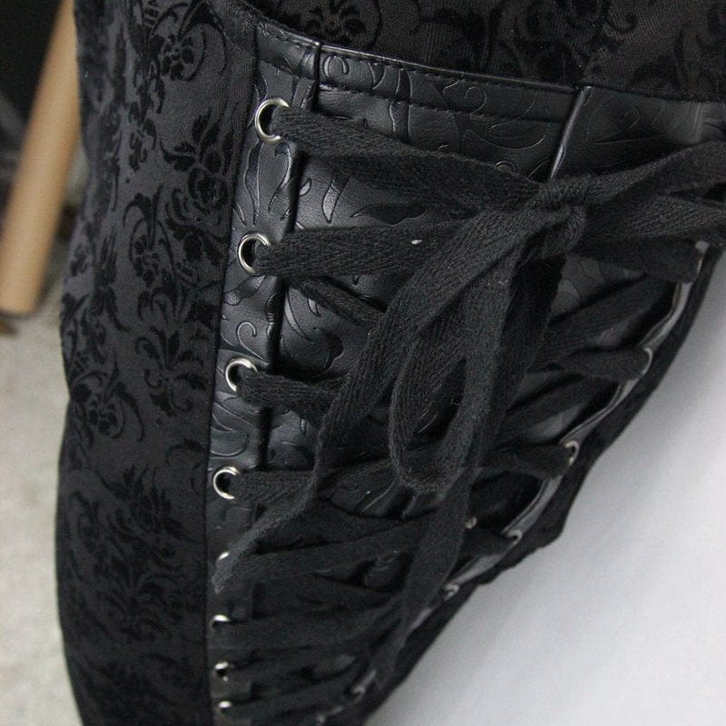 DEVIL FASHION Men's Punk Brocade Trousers With Criss Cross Lacing