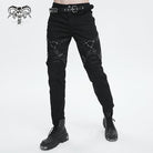 DEVIL FASHION Men's Punk Buckle Splice Pants