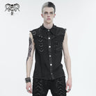 DEVIL FASHION Herren Punk Buckle Splice Unedged Weste