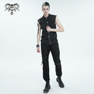 DEVIL FASHION Herren Punk Buckle Splice Unedged Weste