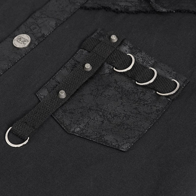 DEVIL FASHION Herren Punk Buckle Splice Unedged Weste