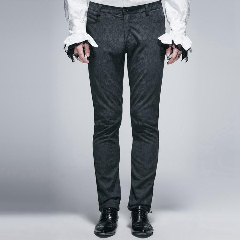 DEVIL FASHION Men's Punk Classic Brocade Trousers