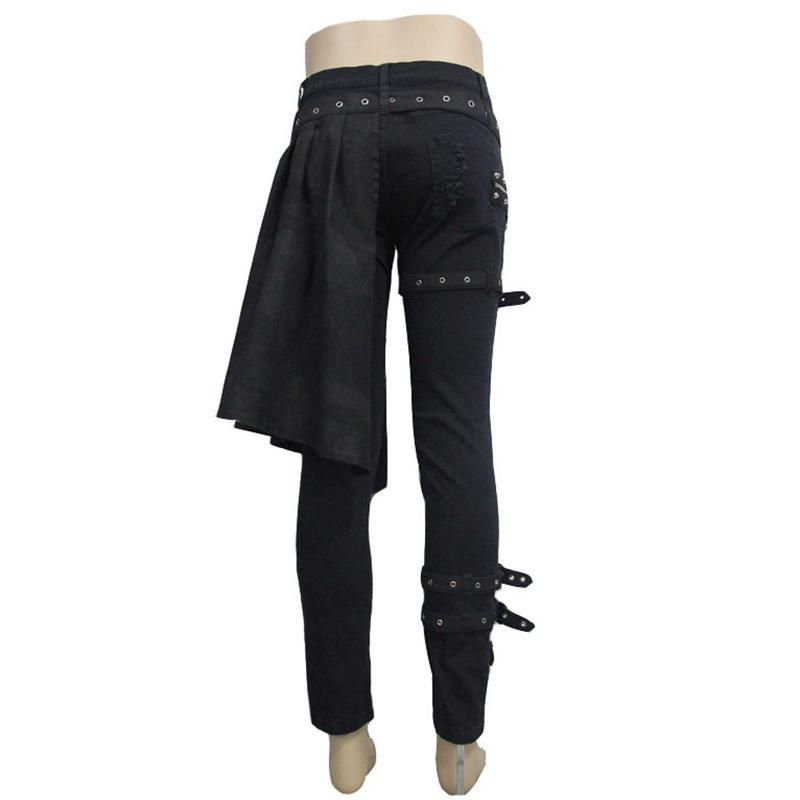 Men's Punk Distressed Jeans with peplum