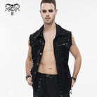 DEVIL FASHION Men's Punk Distressed Ripped Unedged Vest