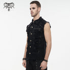 DEVIL FASHION Men's Punk Distressed Ripped Unedged Vest