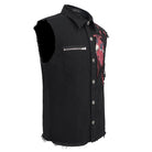 DEVIL FASHION Men's Punk Heart Printed Ripped Unedged Vest