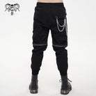 DEVIL FASHION Men's Punk Metal Chain Cargo Pants with Detachable Legs