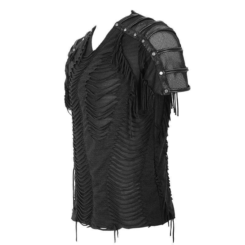 Men's Punk Ripped Mesh T-shirts