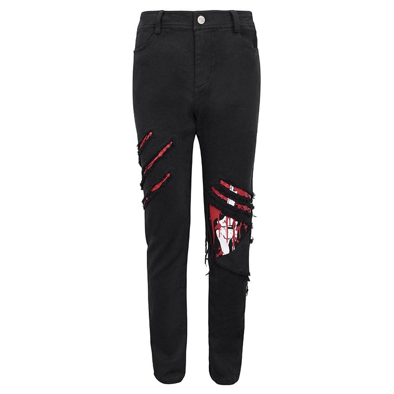 Men's Punk Skeleton Printed Ripped Pants – Punk Design