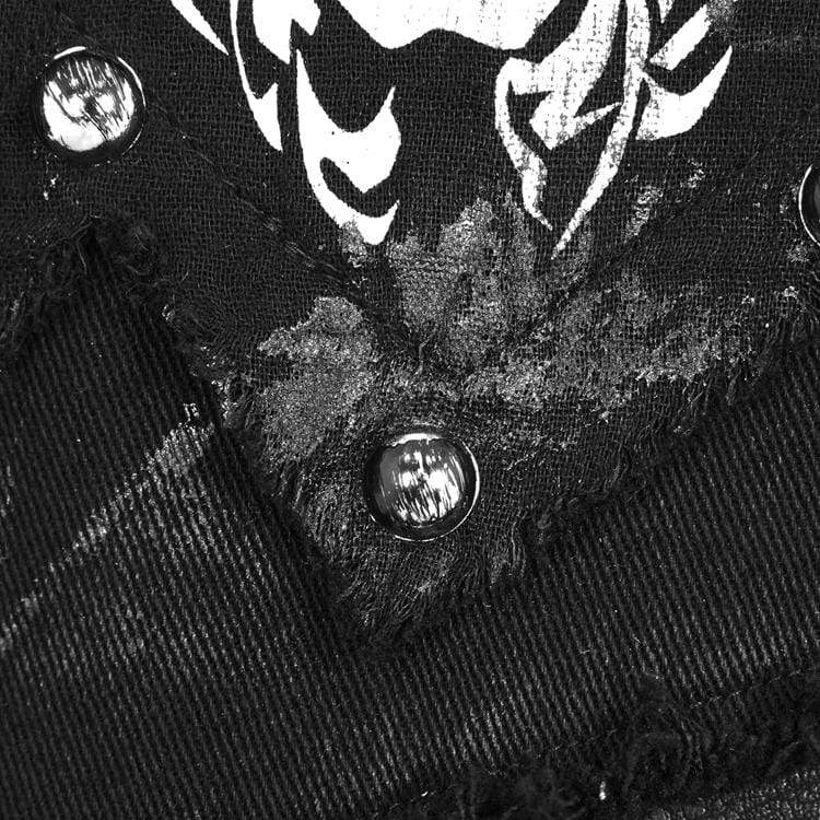 Men's Punk Skull Rivets Ripped Waistcoat