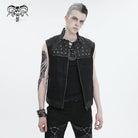 DEVIL FASHION Herren Punk Stehkragen Nietenweste