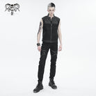 DEVIL FASHION Herren Punk Stehkragen Nietenweste