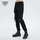 DEVIL FASHION Herren Punk Strappy Distressed Pants