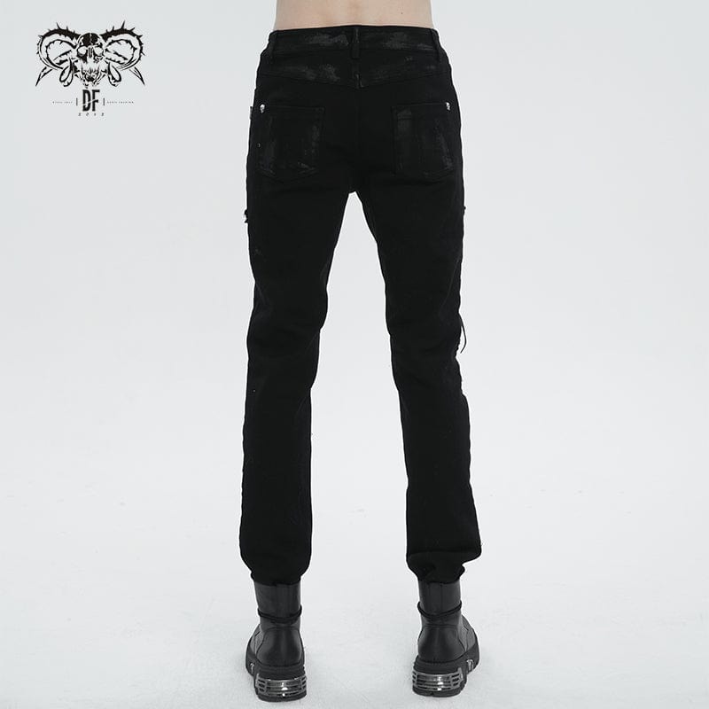 DEVIL FASHION Herren Punk Strappy Distressed Pants