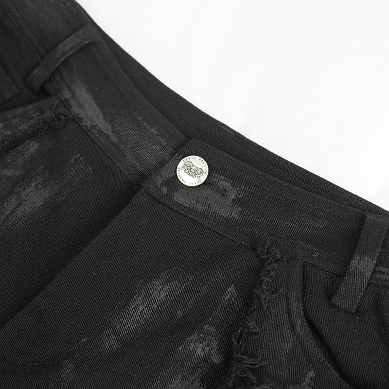 DEVIL FASHION Herren Punk Strappy Distressed Pants