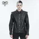 DEVIL FASHION Men's Punk Studded Strap Jacket