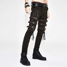 DEVIL FASHION Men's Punk Style Mid Rise Jeans