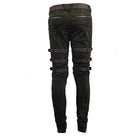 DEVIL FASHION Men's Punk Style Mid Rise Jeans