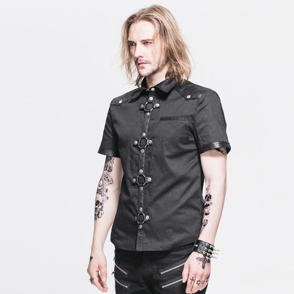DEVIL FASHION Men's Punk Style Short Sleeve Shirt