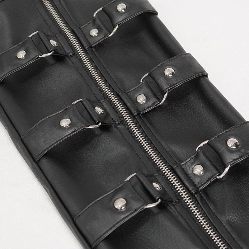 DEVIL FASHION Herren Punk Reißverschluss Kunstlederhose