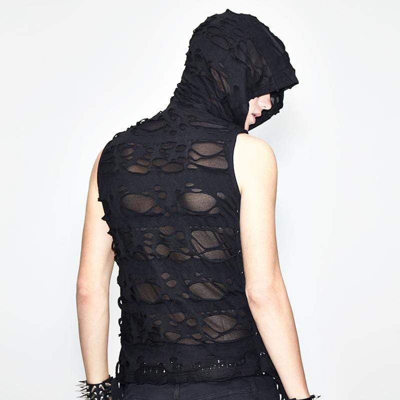 DEVIL FASHION Men's Ripped Sleeveless Grung Punk Top