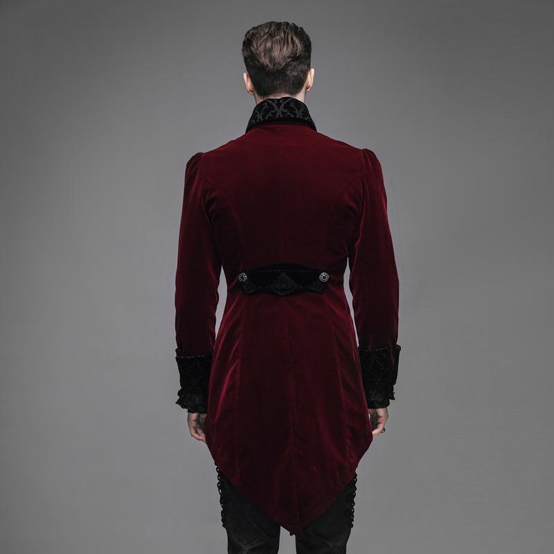 DEVIL FASHION Men's Ruffled Sleeve Vintage Tailcoat